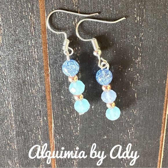 Alquimia Blue crackled quartz and Silver Earrings - Picture 1 of 1